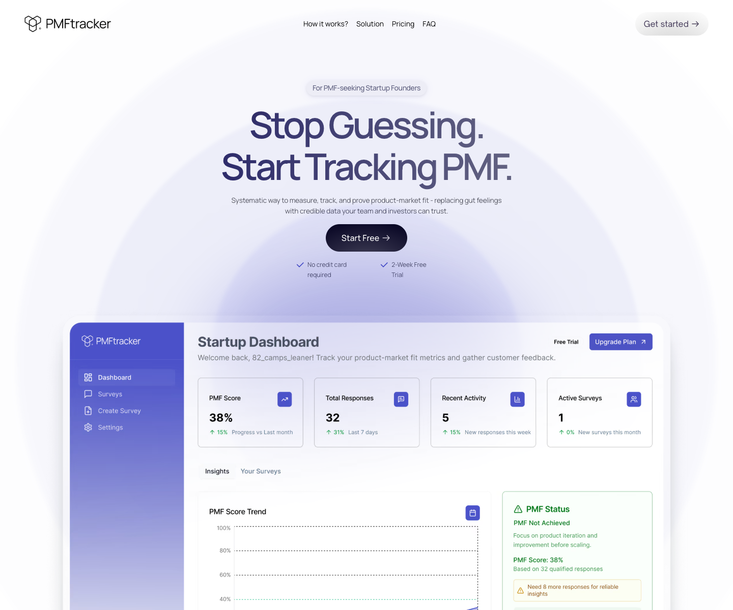 PMFtracker landing page screenshot