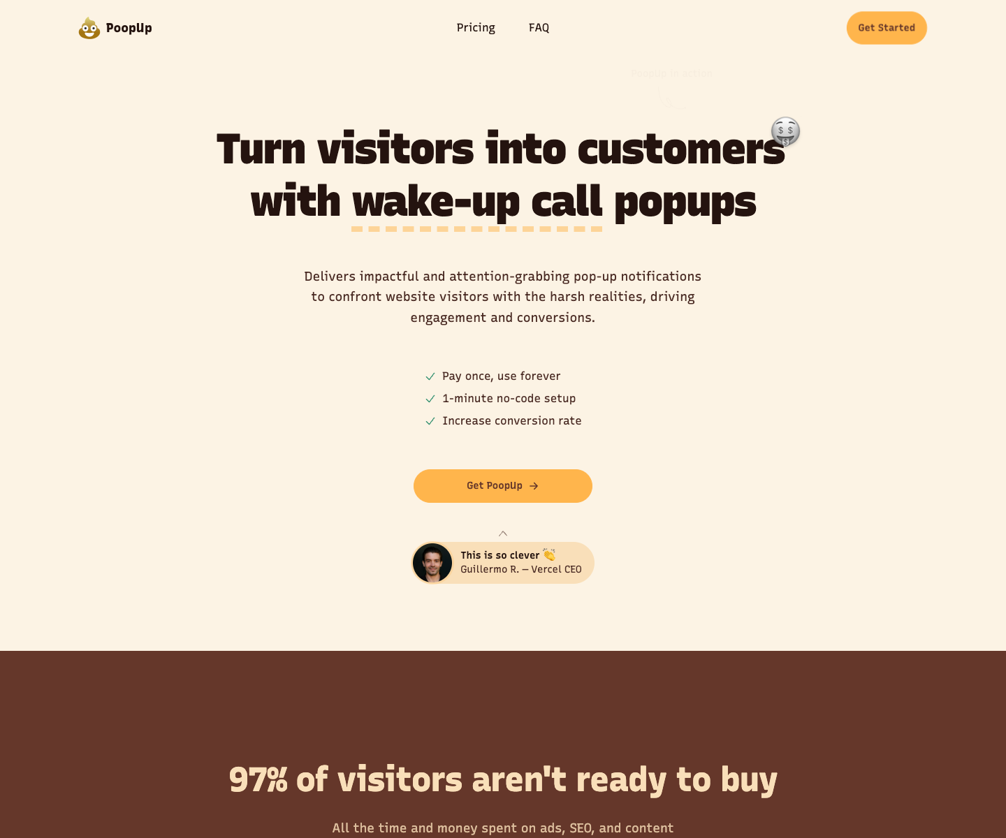 PoopUp landing page screenshot