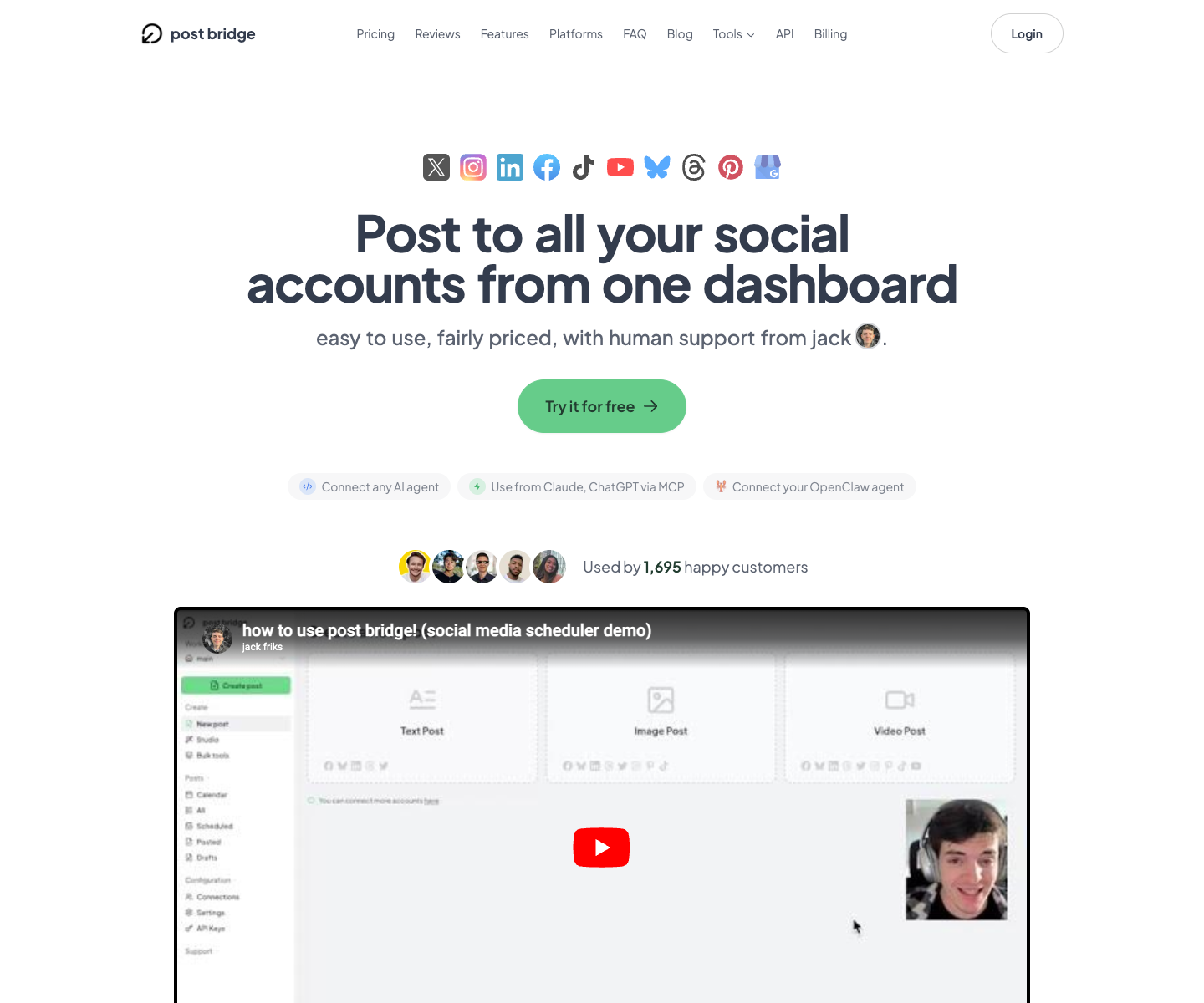 POST BRIDGE landing page screenshot