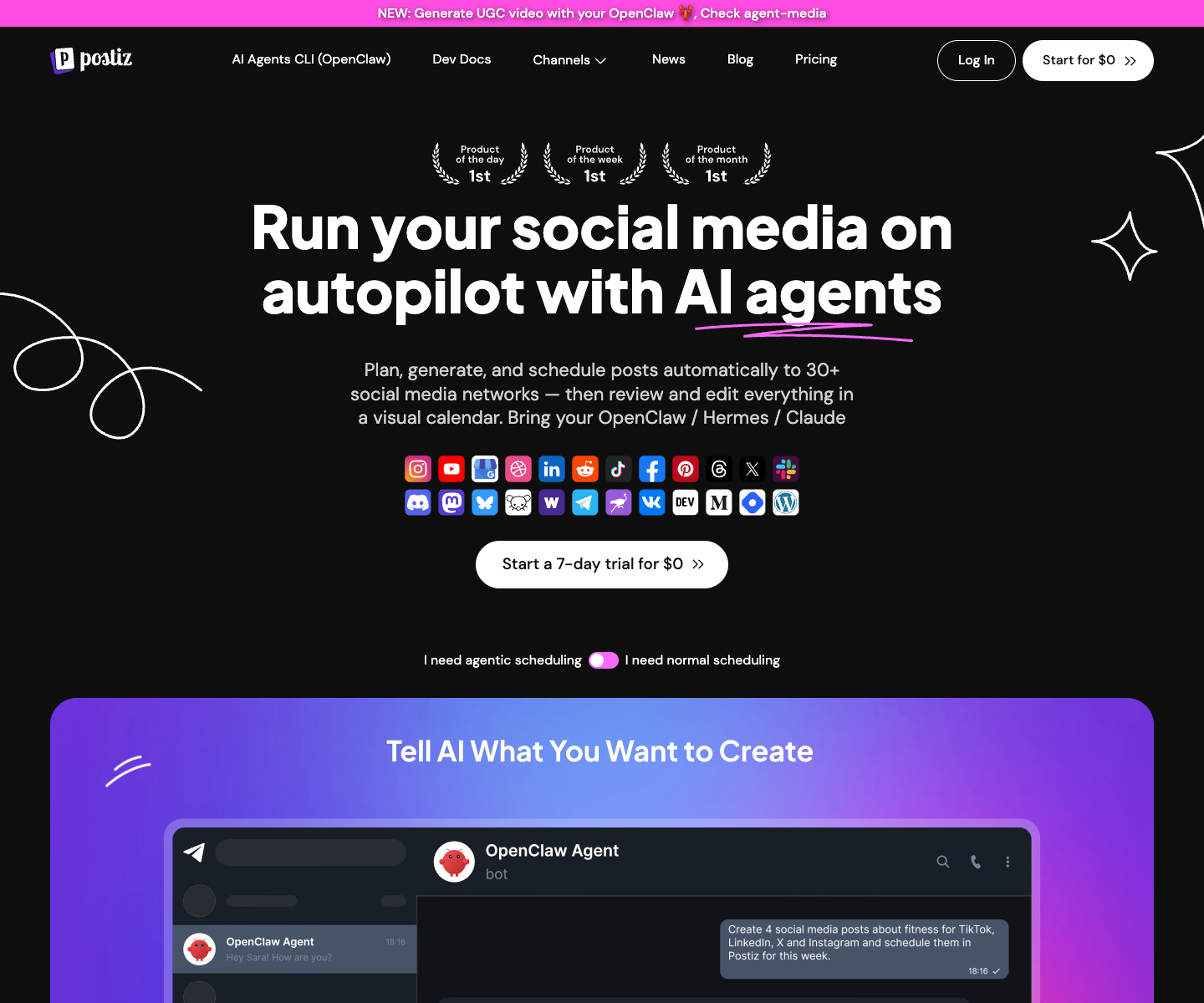 Postiz landing page screenshot
