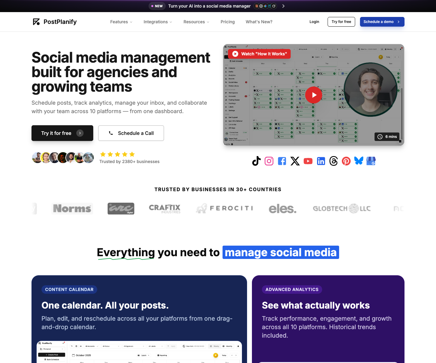 PostPlanify landing page screenshot
