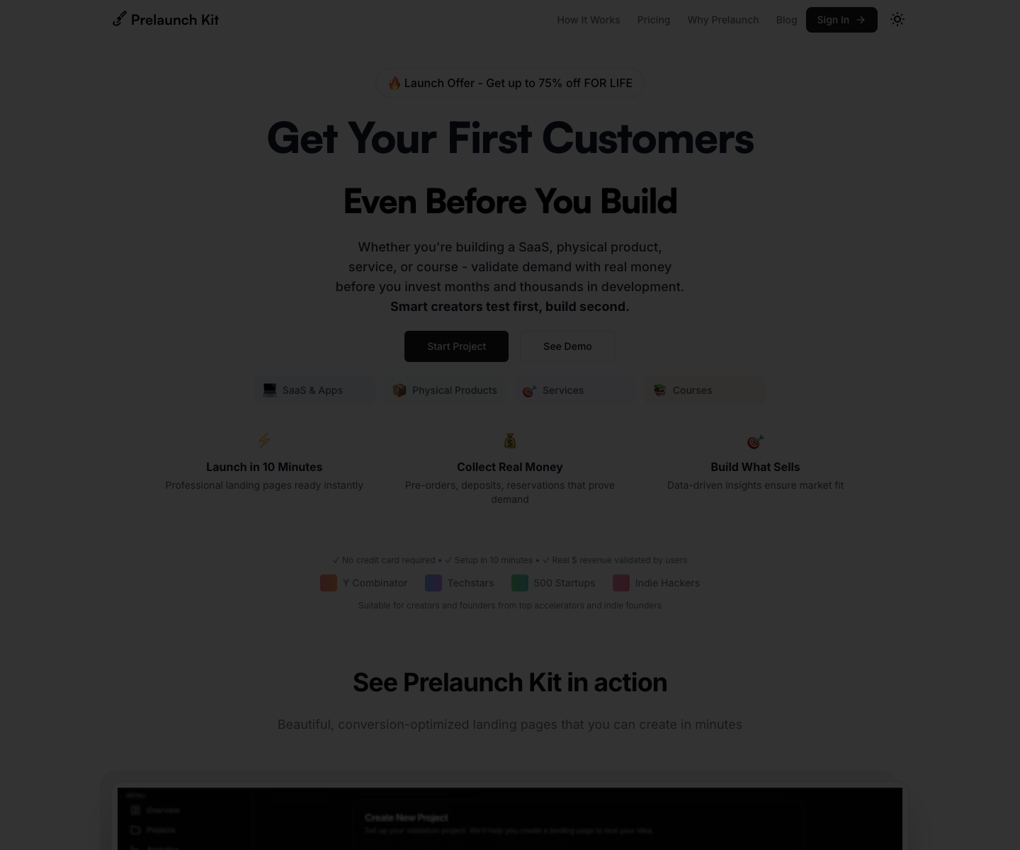 PrelaunchKit landing page screenshot