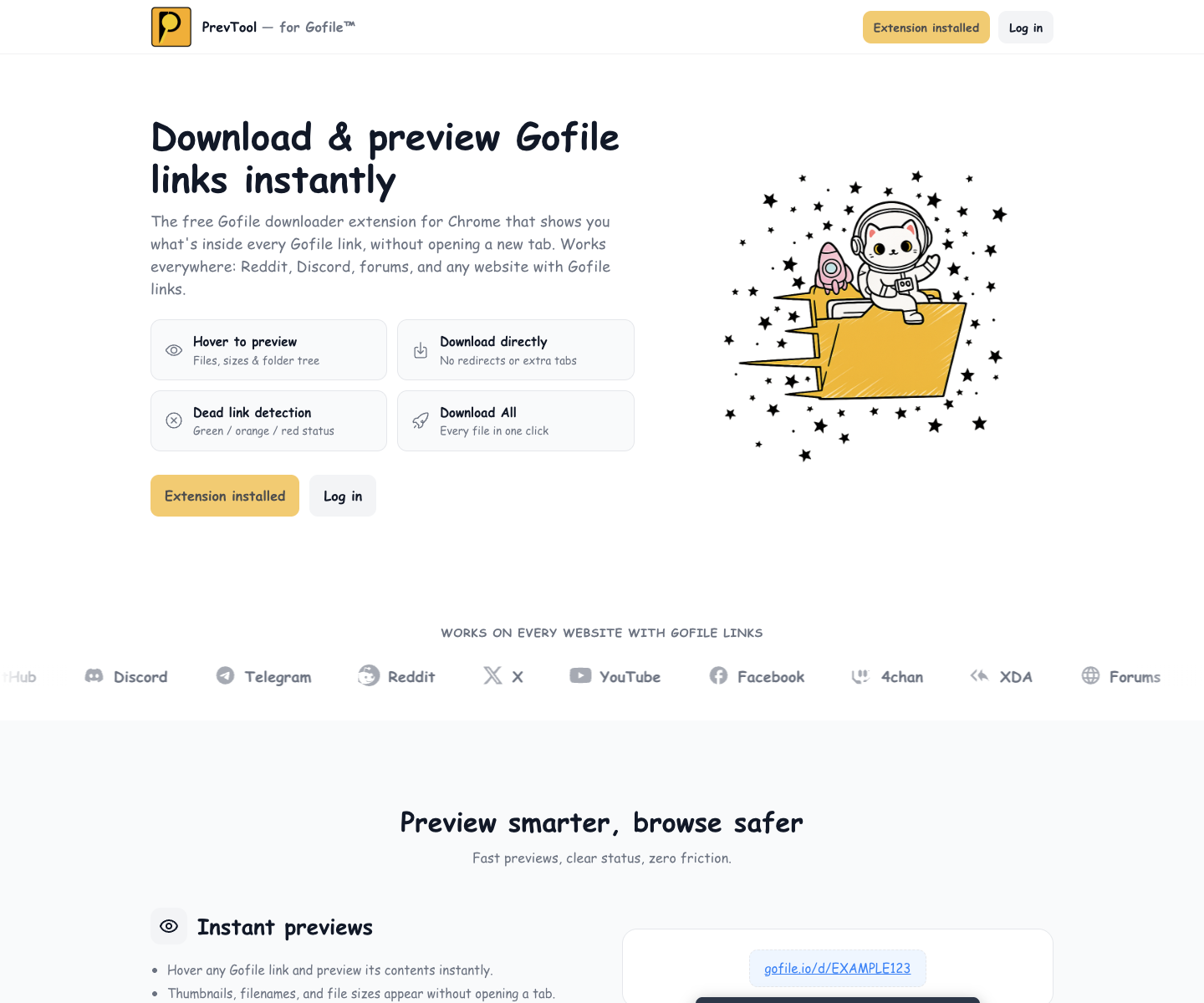Preview Tool – for Gofile™ landing page screenshot