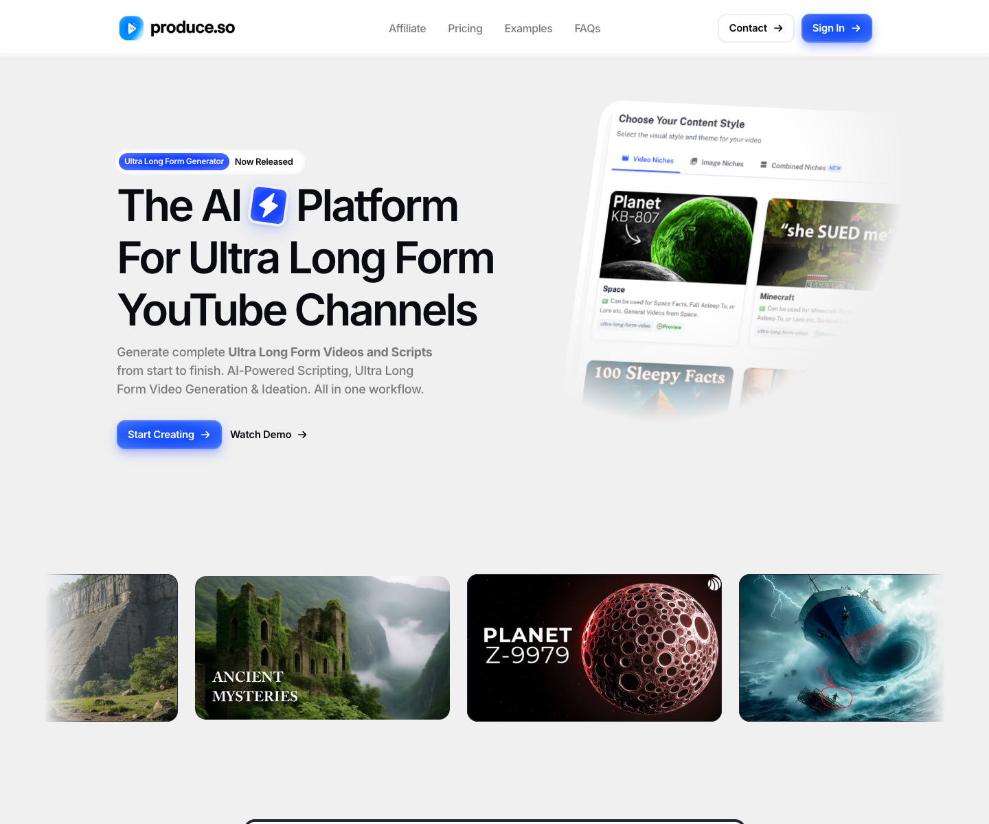 Produce.so landing page screenshot