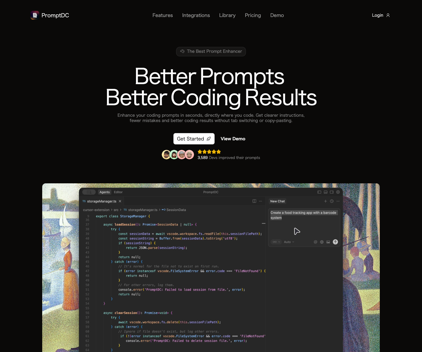 PromptDC landing page screenshot