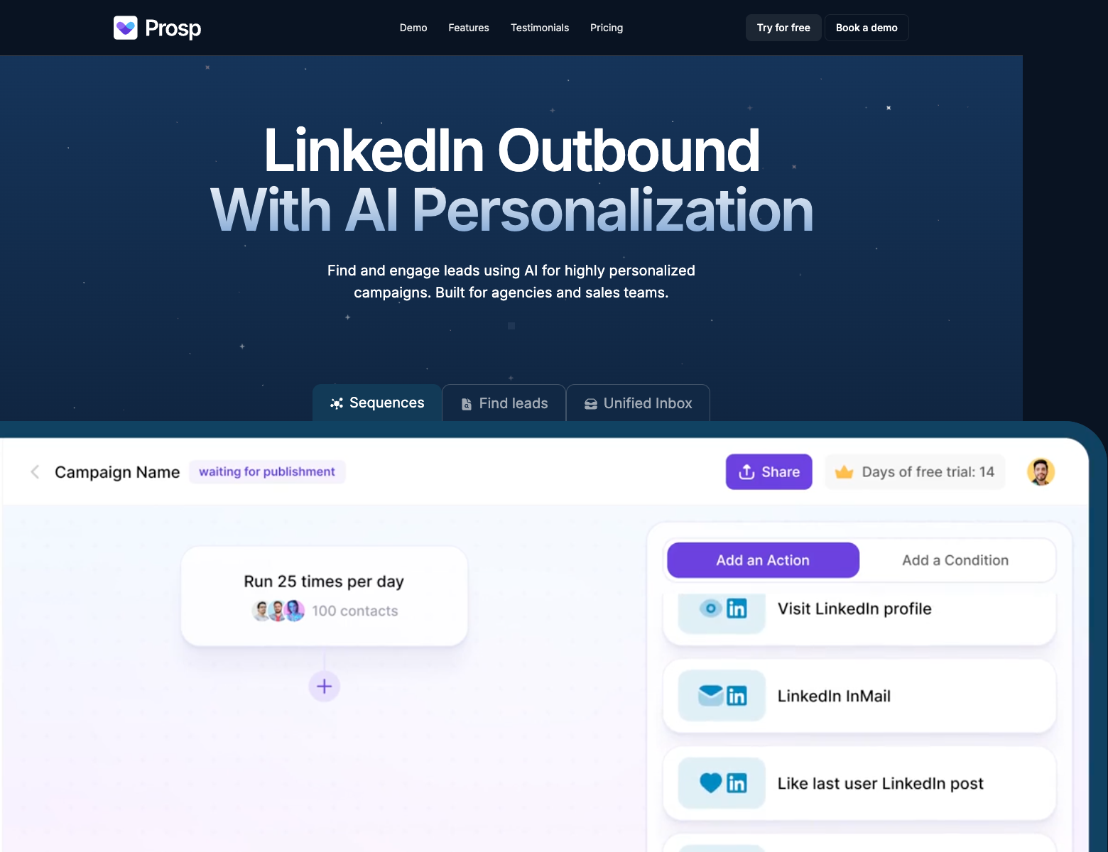 PROSP landing page screenshot