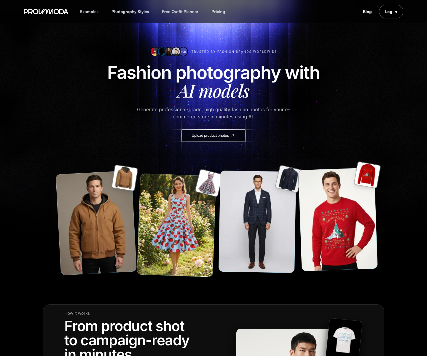 Provamoda AI landing page screenshot