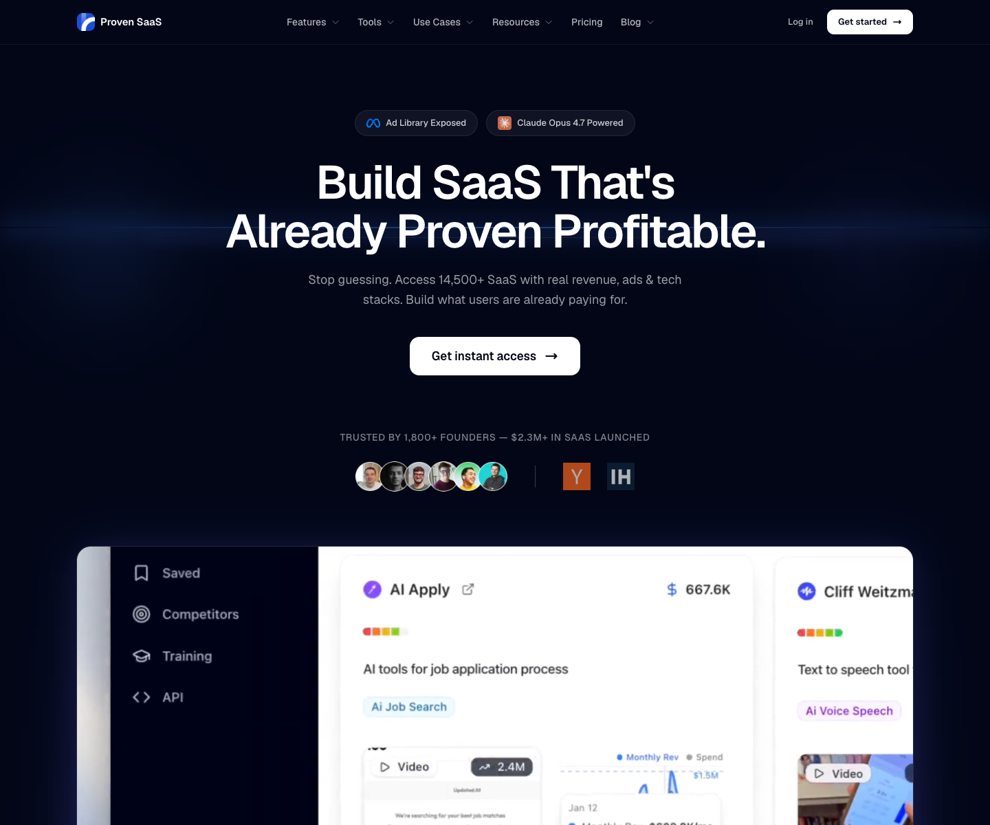 Proven SaaS landing page screenshot