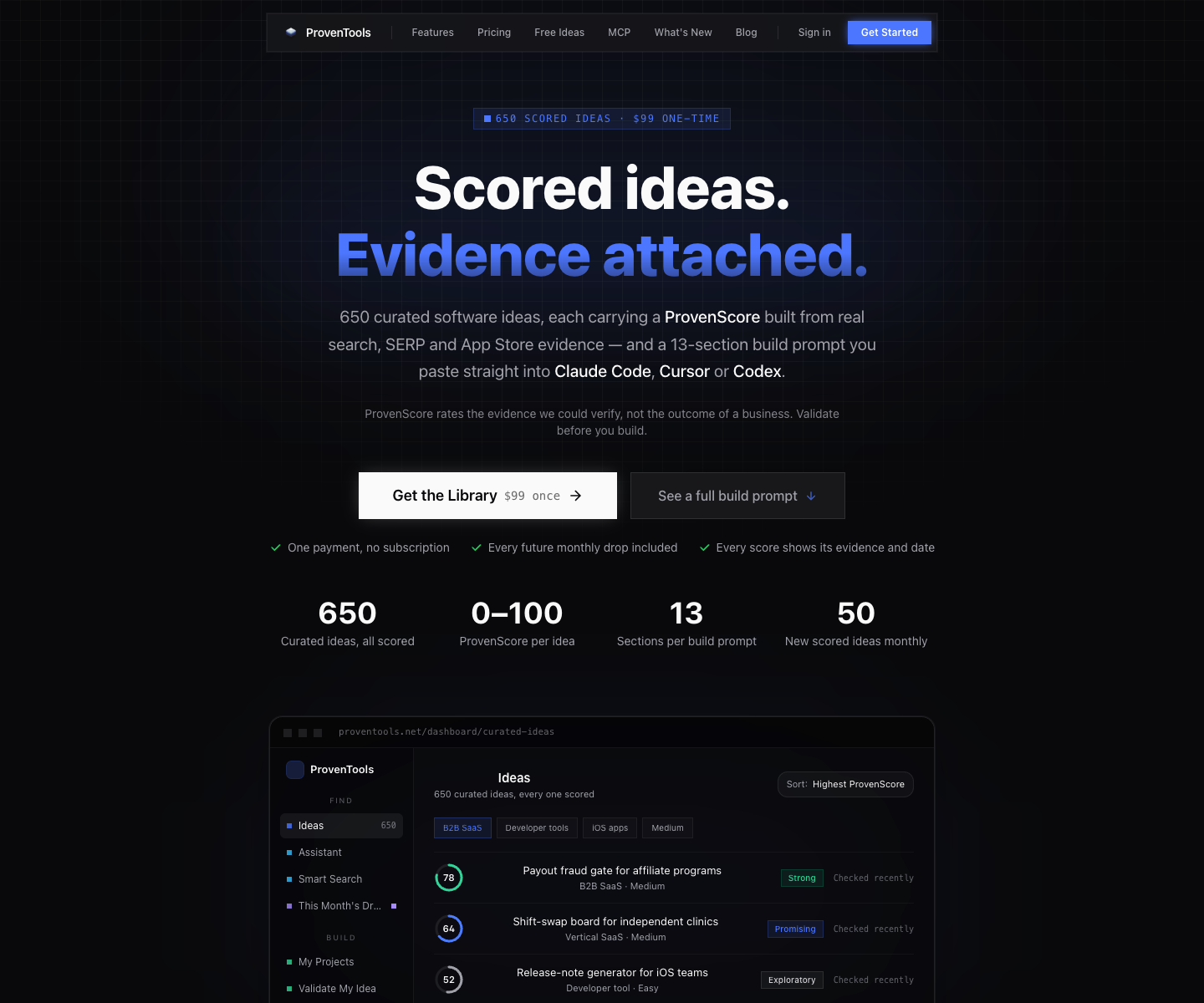 ProvenTools landing page screenshot
