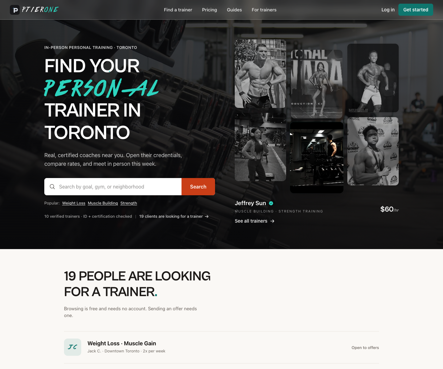 PTierOne landing page screenshot