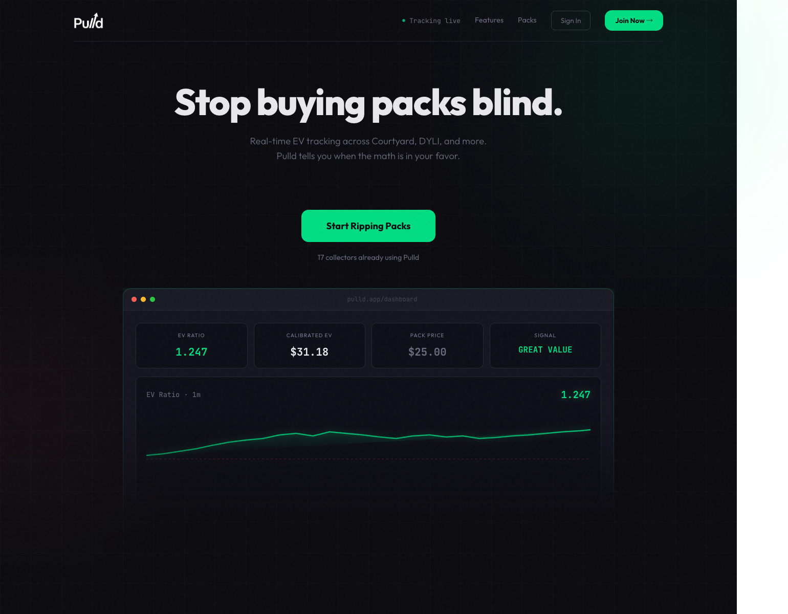 Pulld landing page screenshot