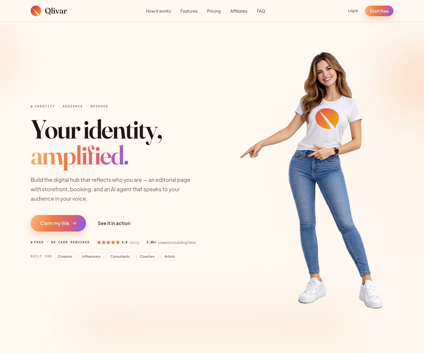 Qlivar - Link in Bio landing page screenshot