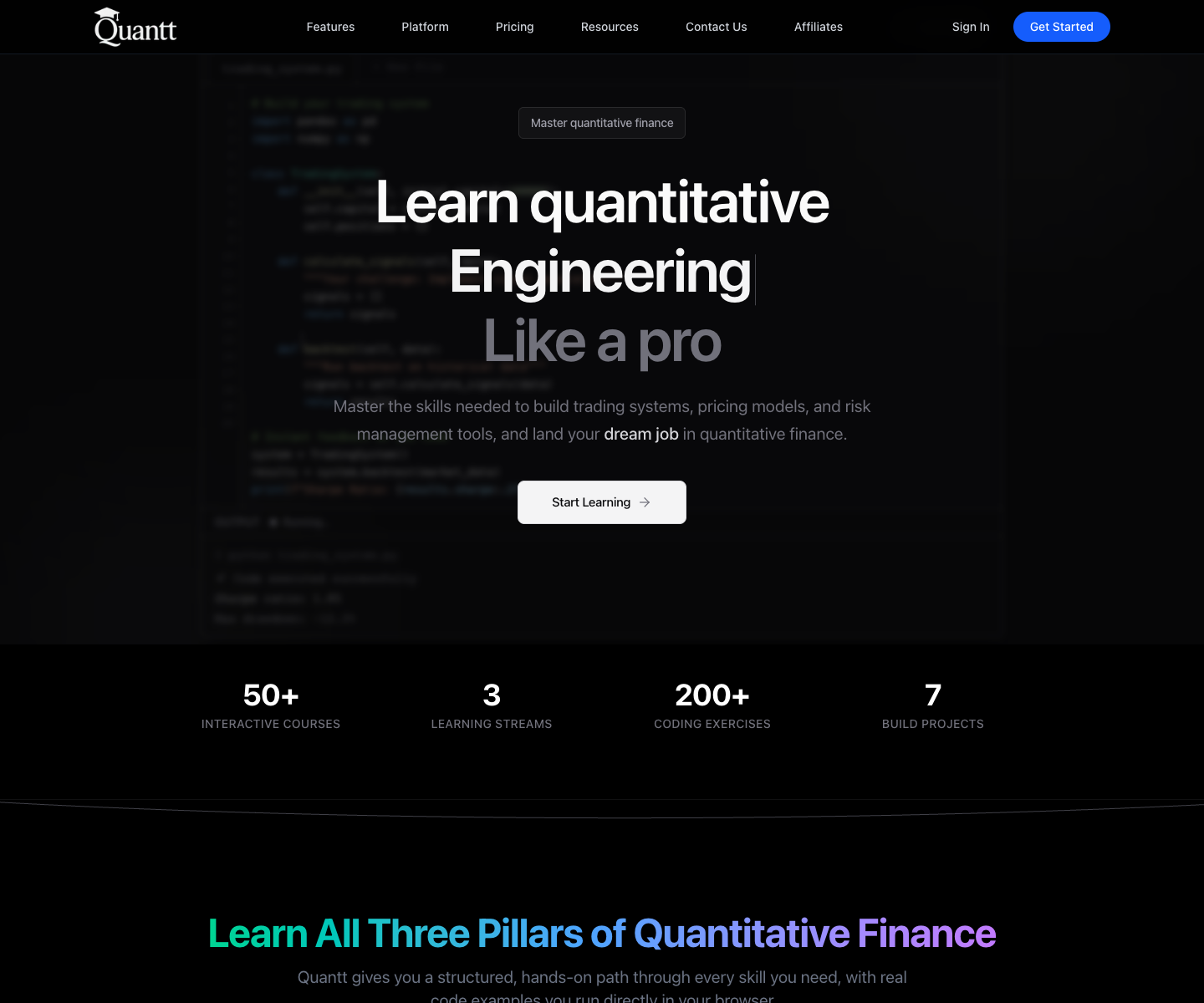 Quantt landing page screenshot