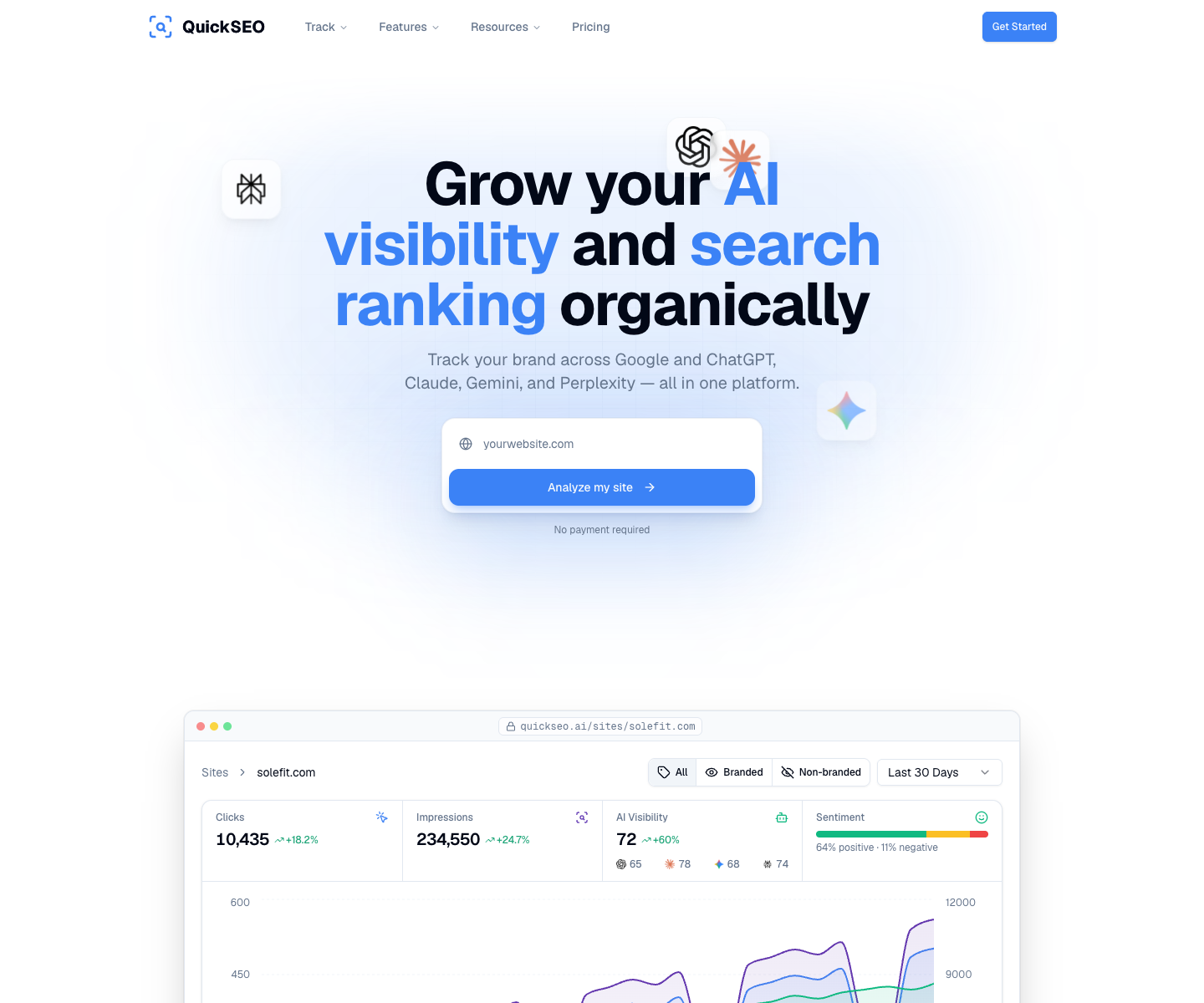 QuickSEO landing page screenshot