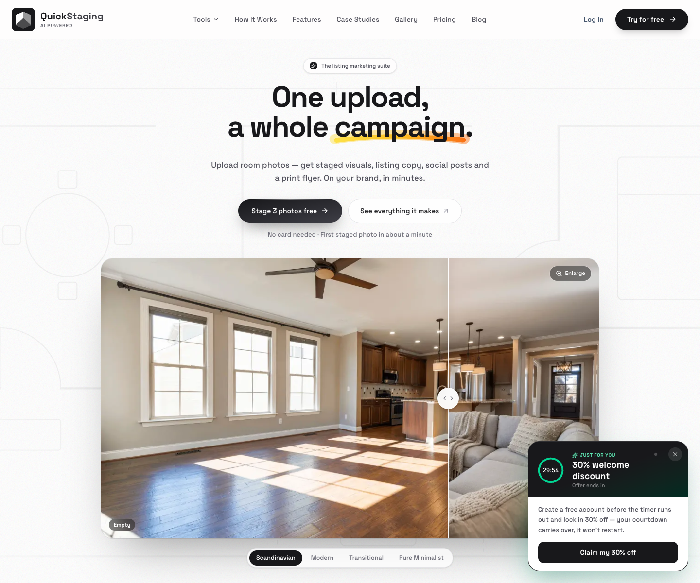 QuickStaging landing page screenshot