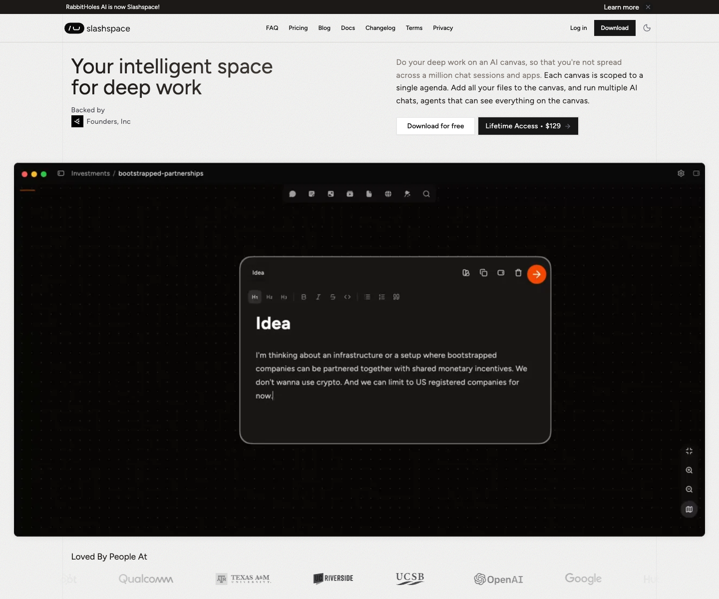 Rabbit Holes AI landing page screenshot
