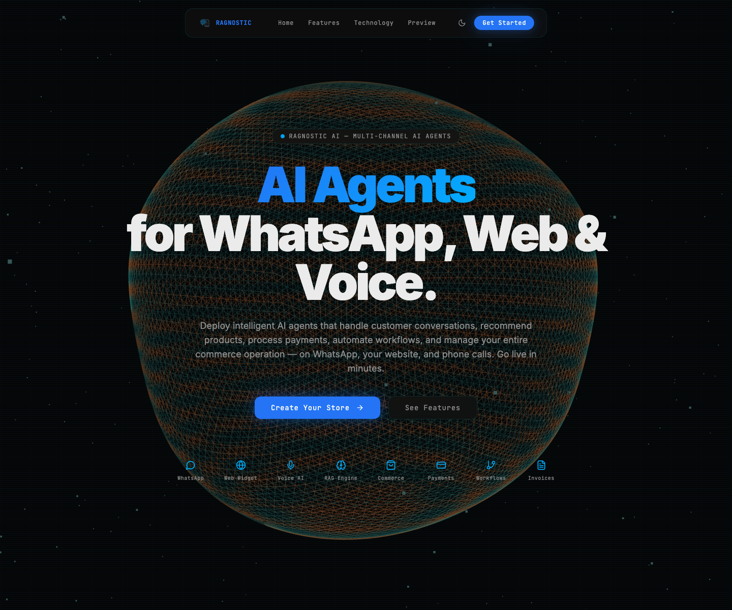 Ragnostic landing page screenshot