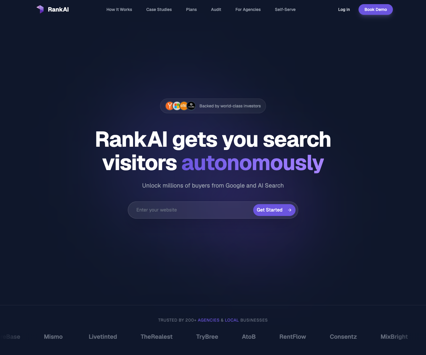 RankAI landing page screenshot