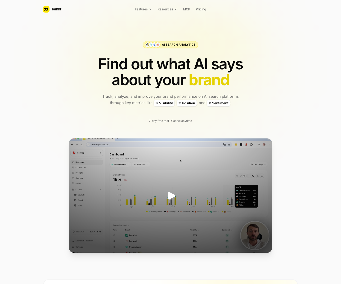 Rankr landing page screenshot