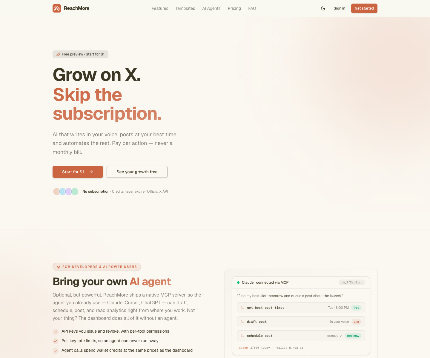 ReachMore landing page screenshot