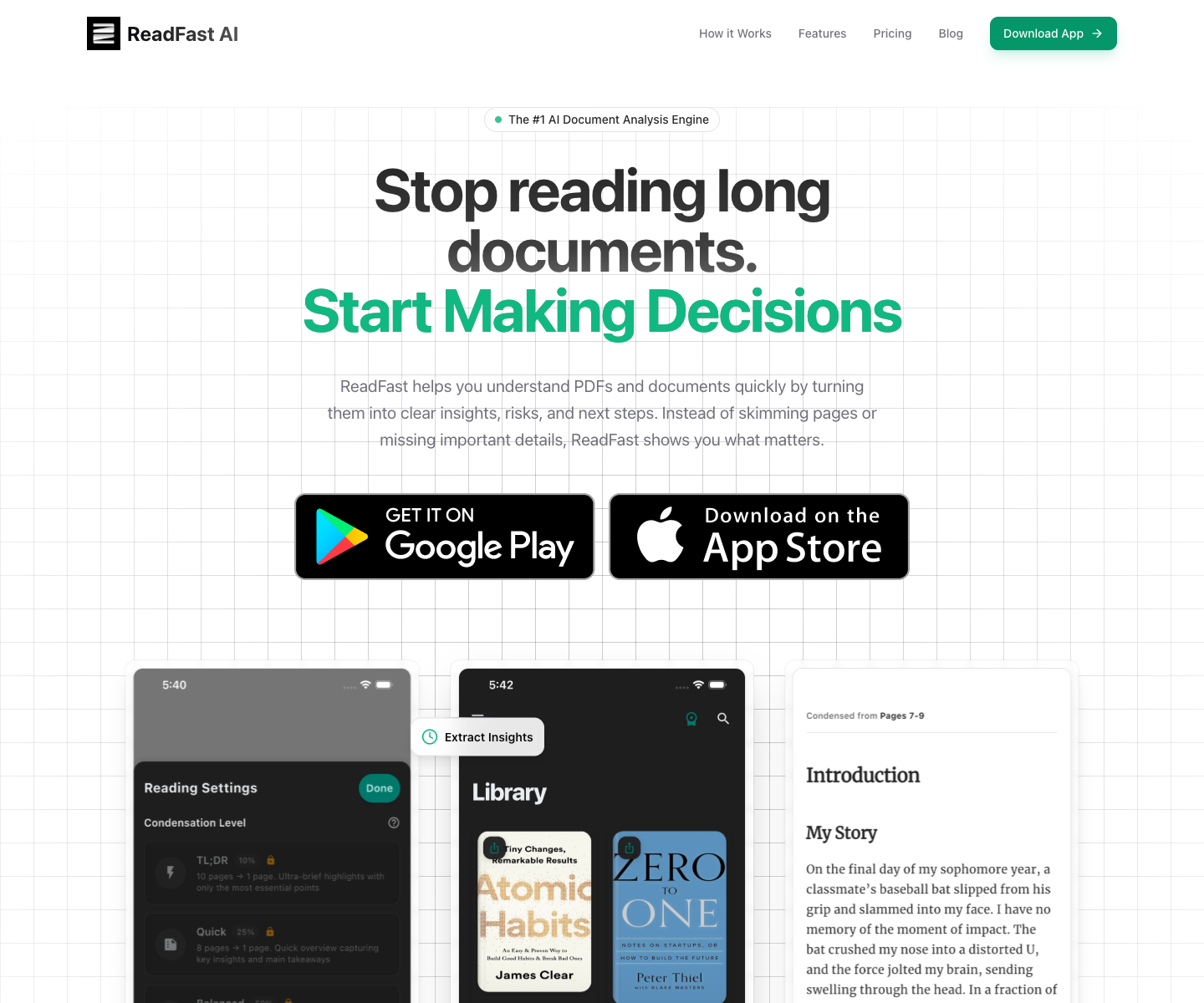 ReadFast landing page screenshot
