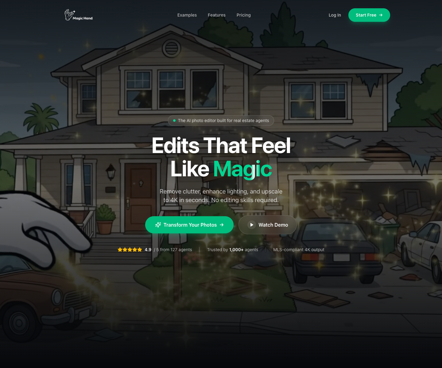 real estate photo ai landing page screenshot
