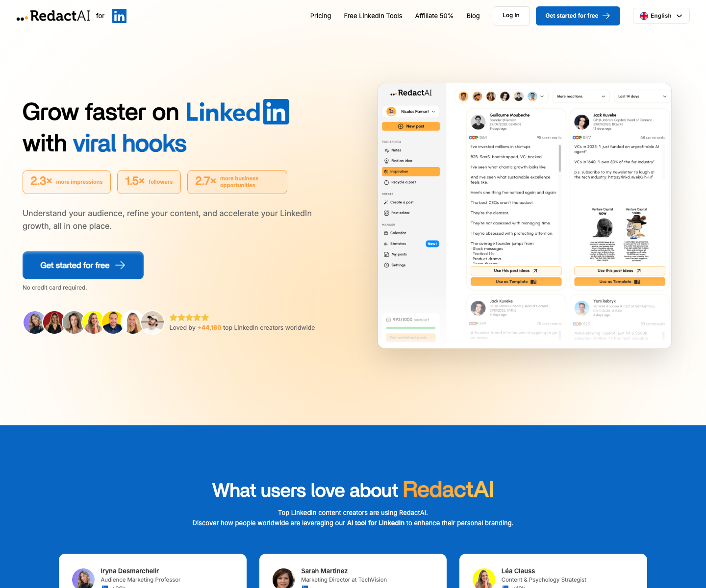 RedactAI landing page screenshot