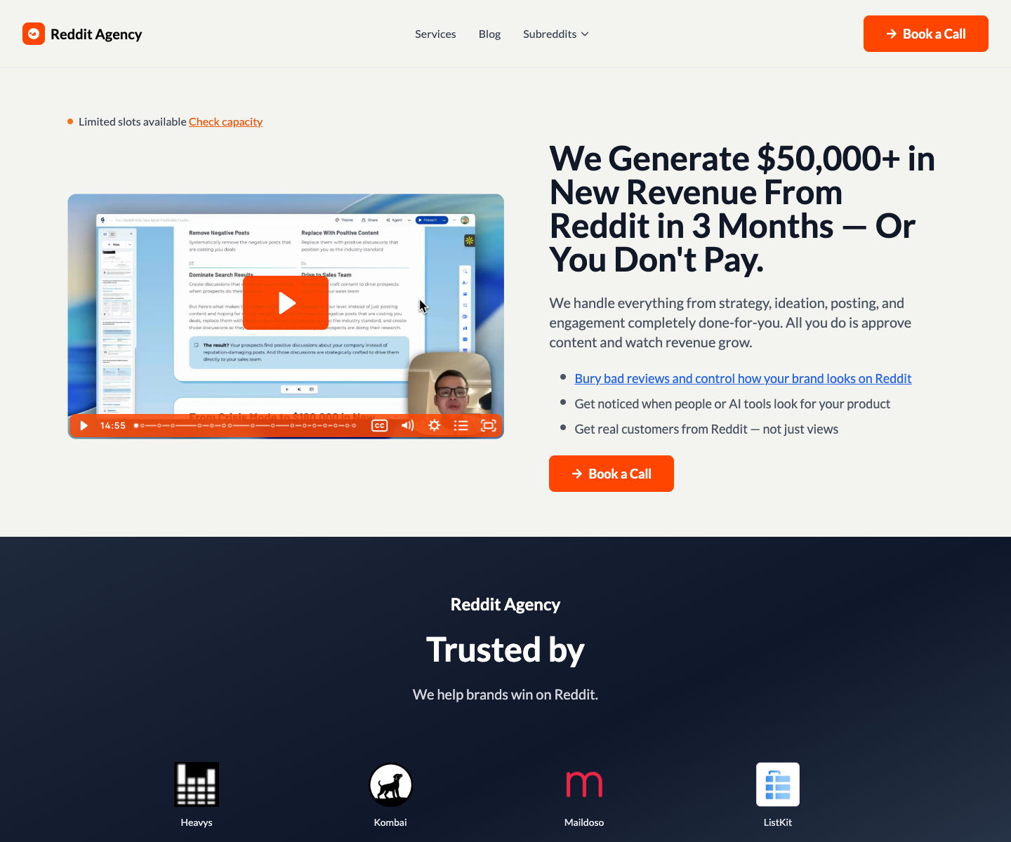 Reddit Agency landing page screenshot