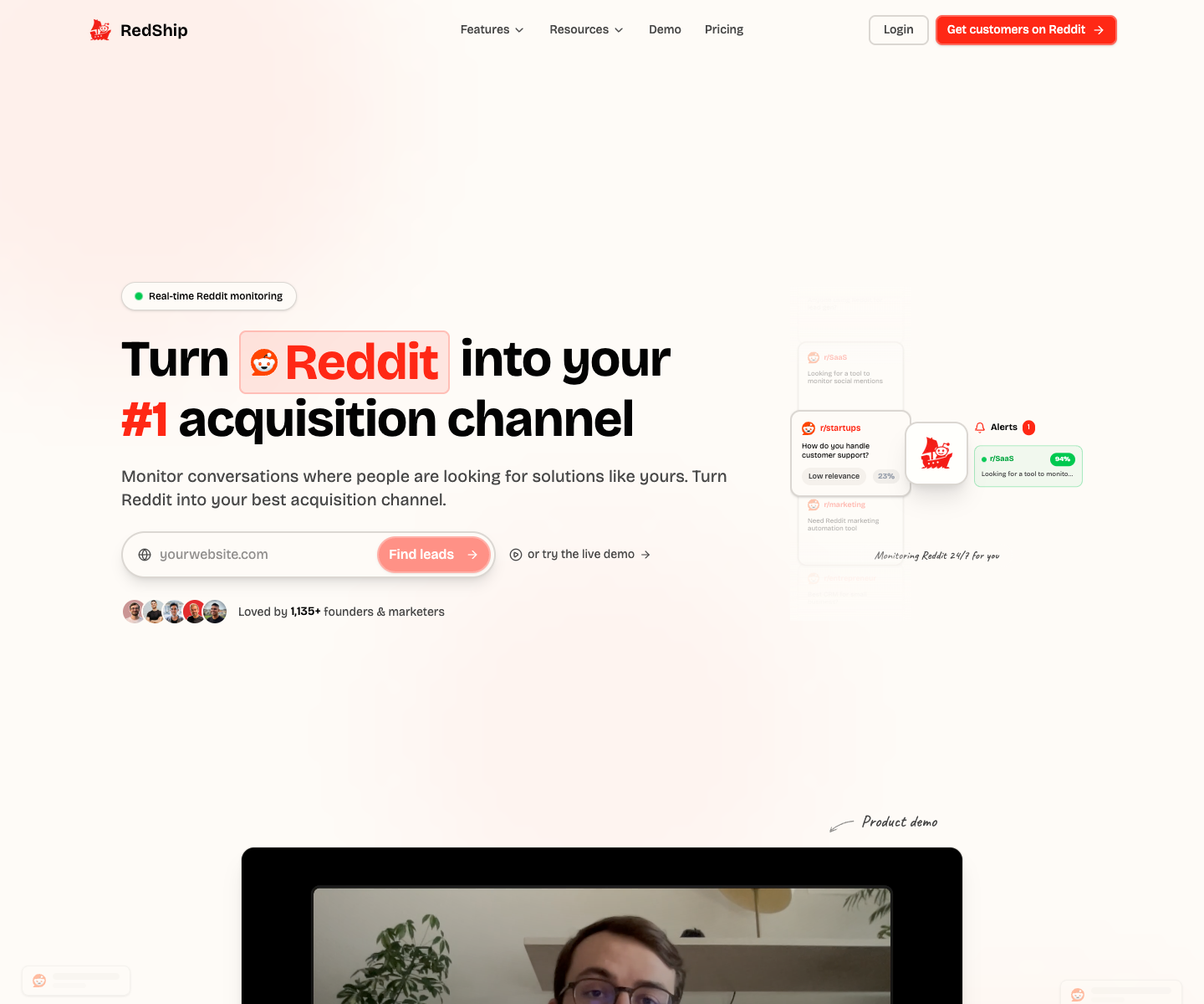 RedShip landing page screenshot