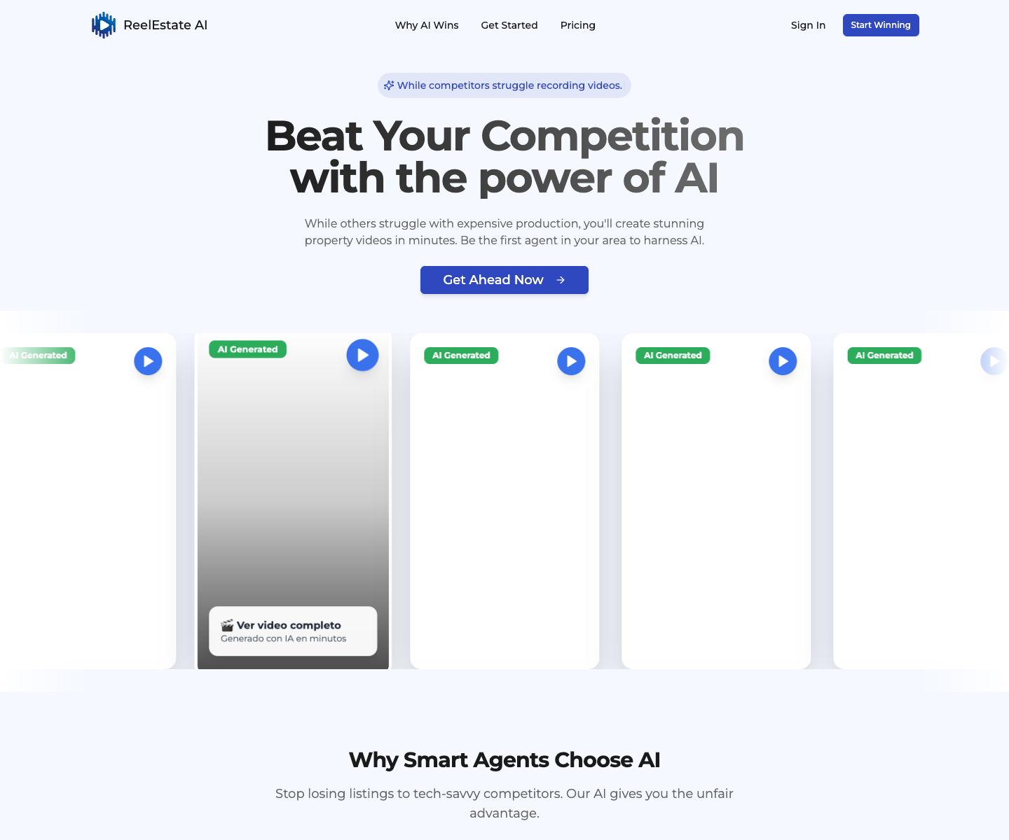 ReelEstate landing page screenshot