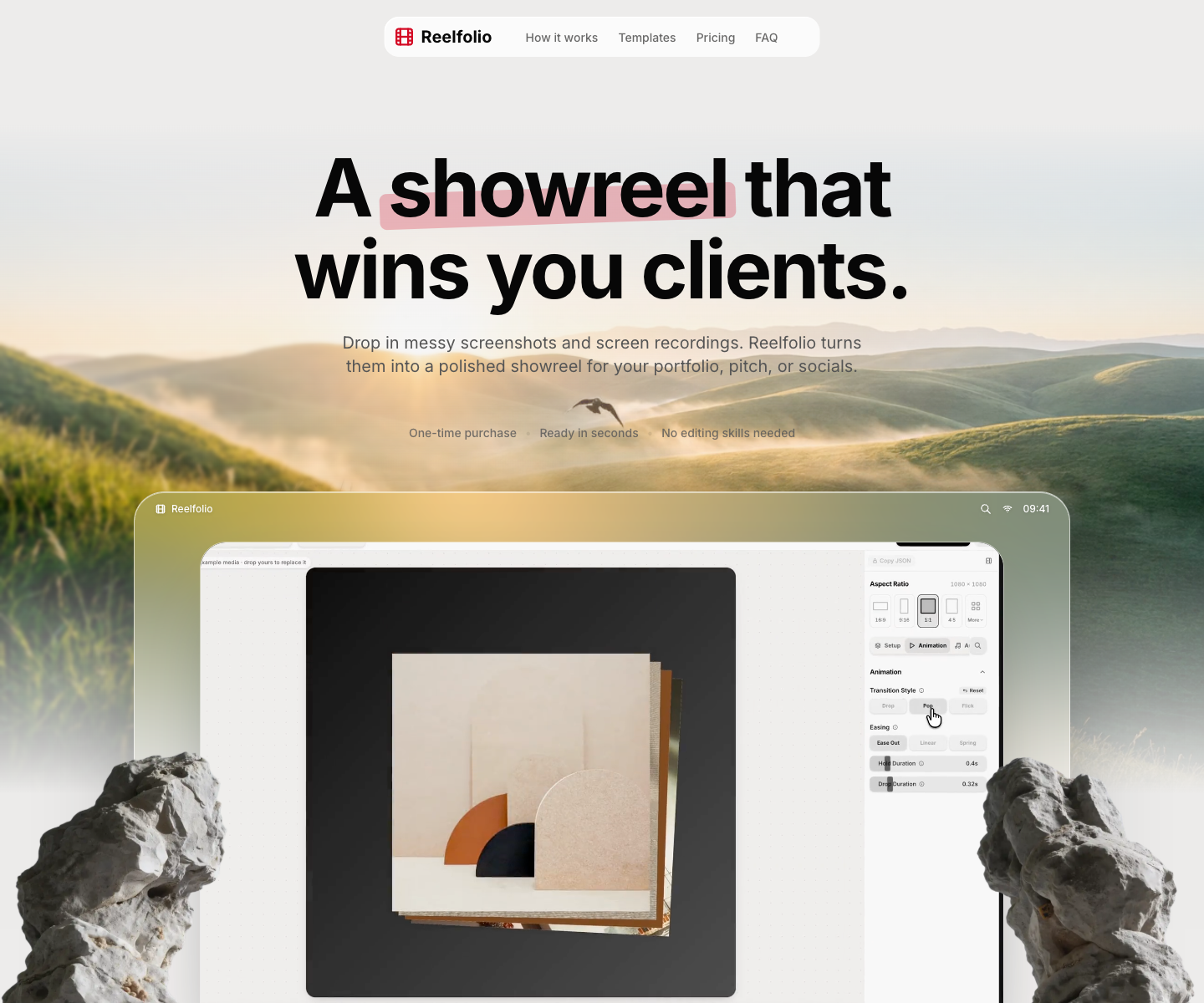 Reelfolio landing page screenshot