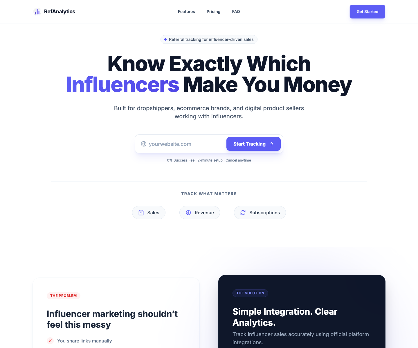 refanalytics landing page screenshot
