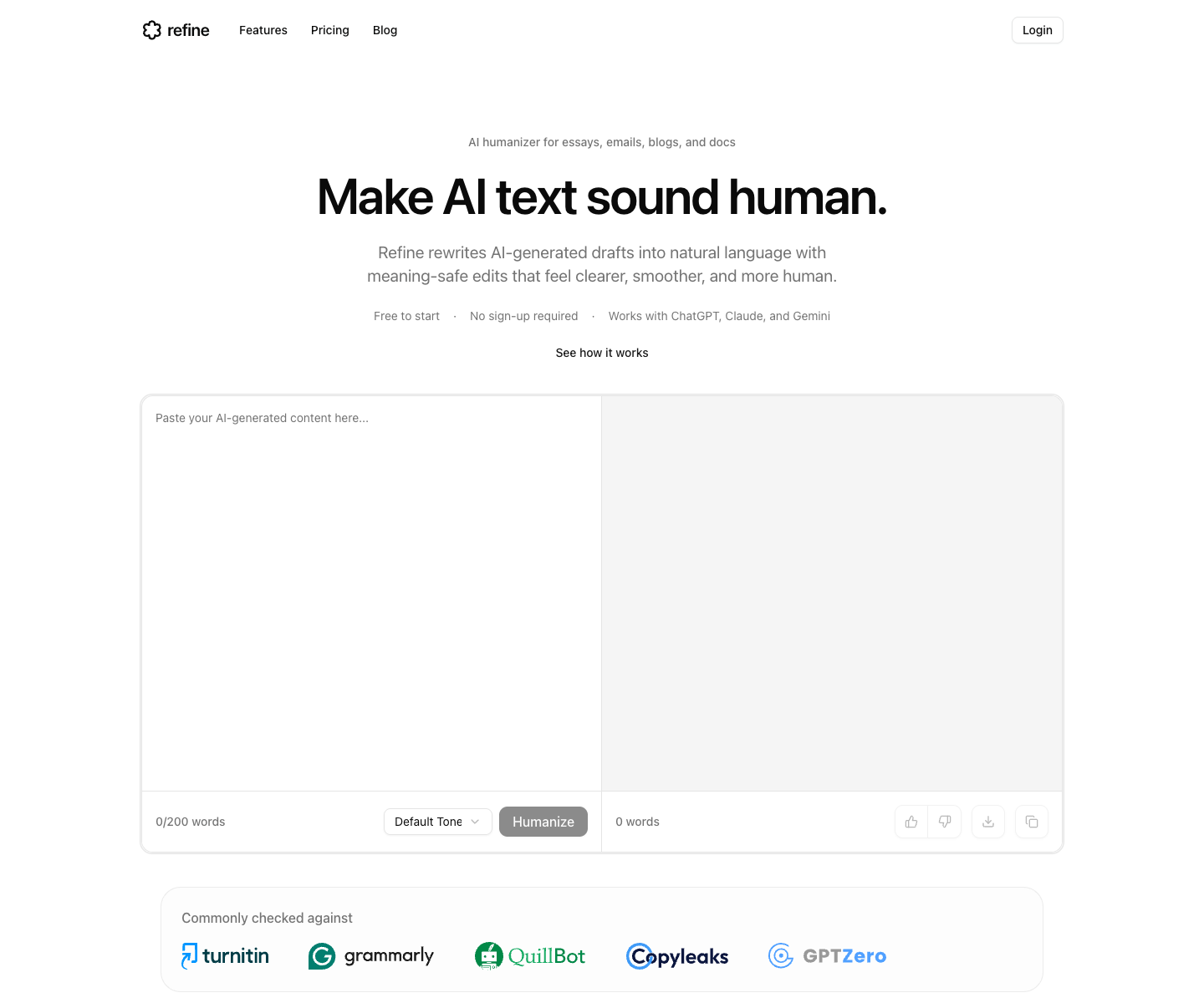 Refine landing page screenshot