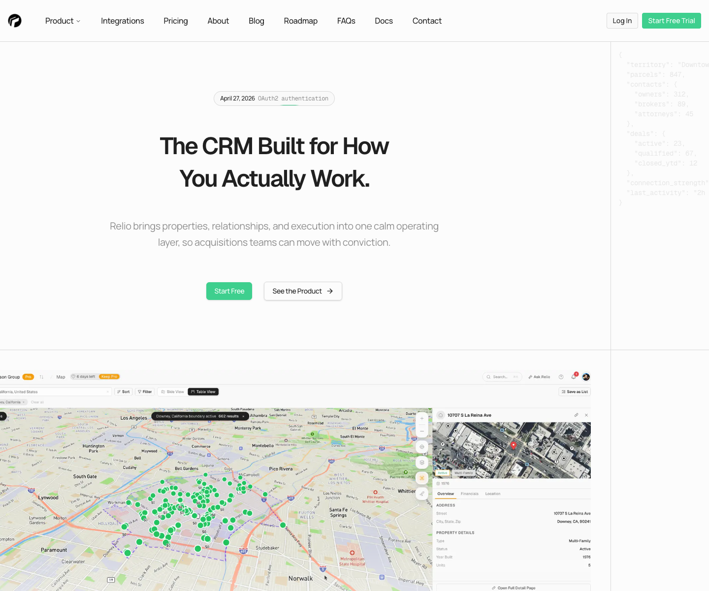 Relio landing page screenshot