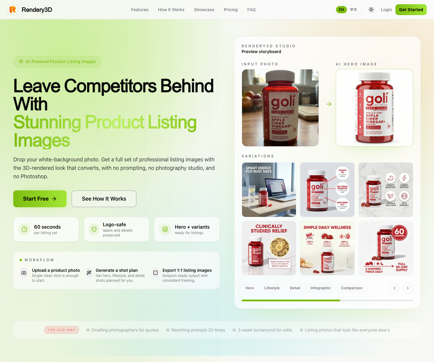 Rendery3D landing page screenshot