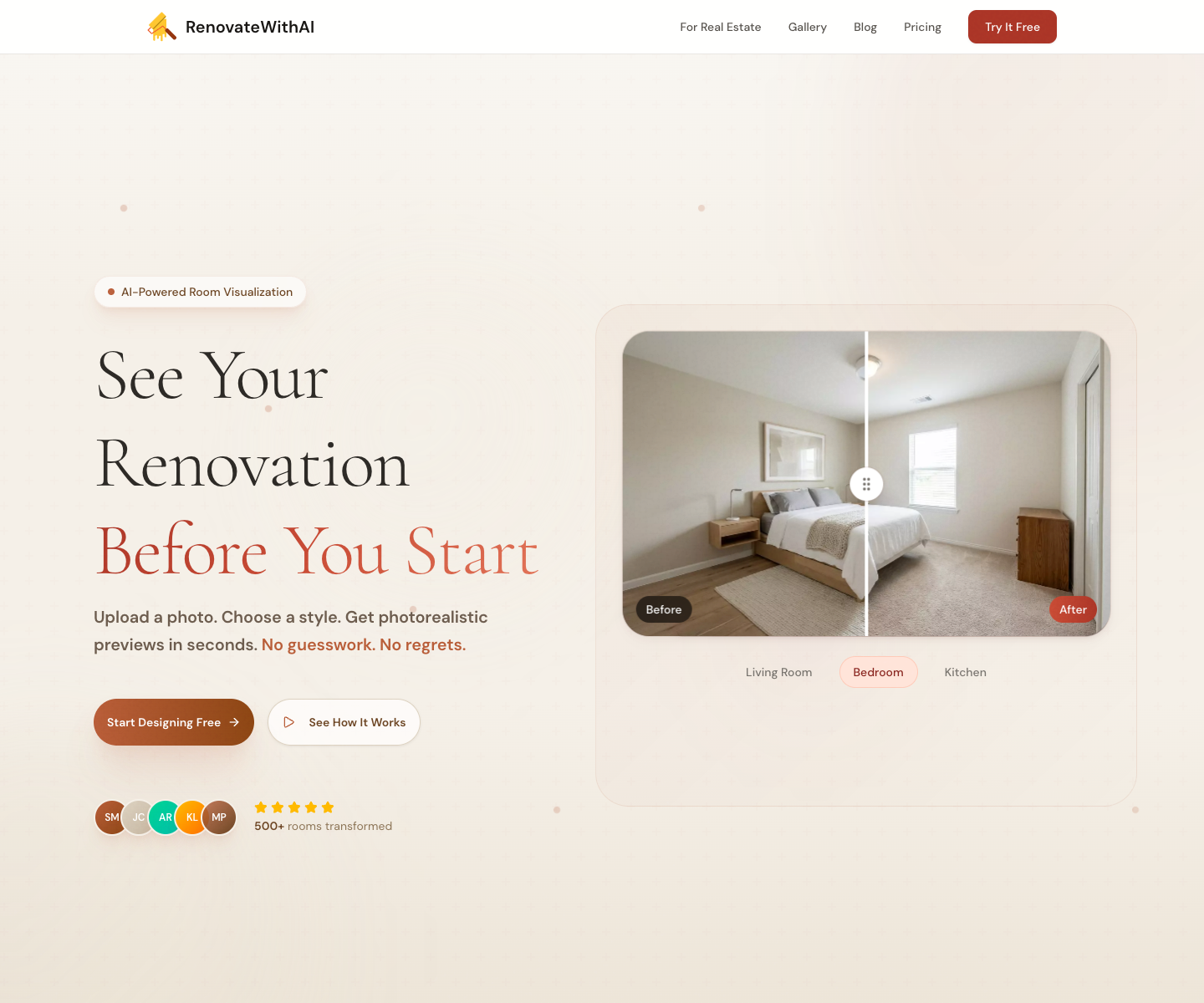 RenovateWithAI landing page screenshot