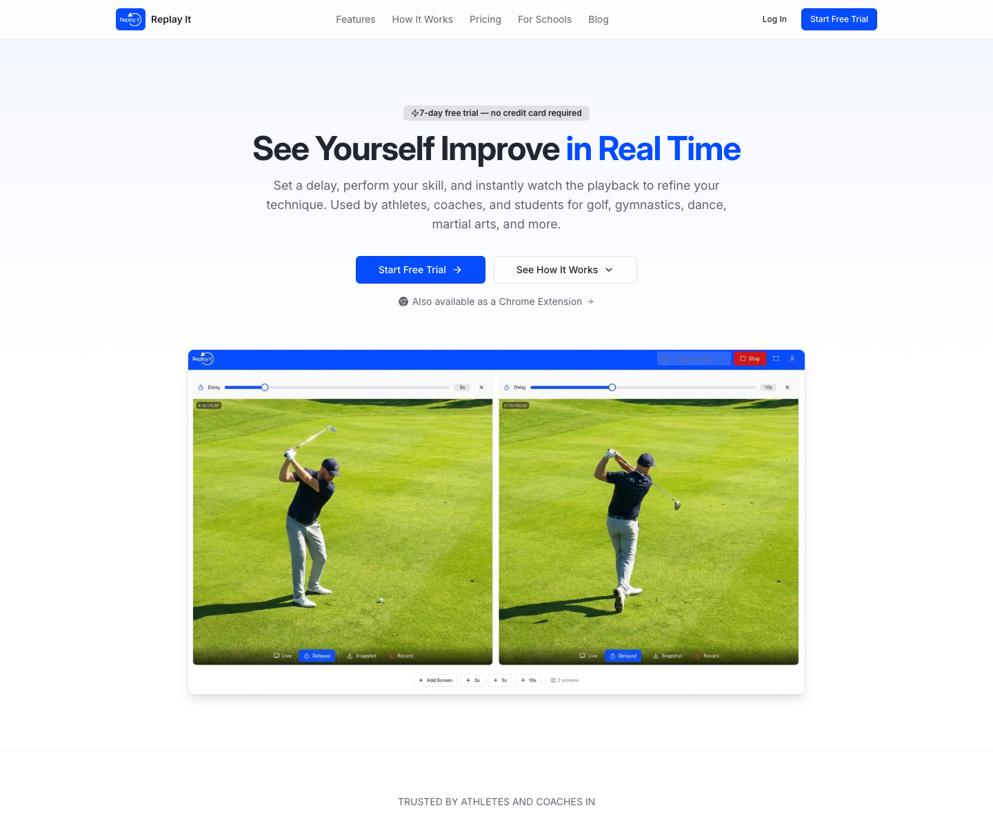 Replay It landing page screenshot
