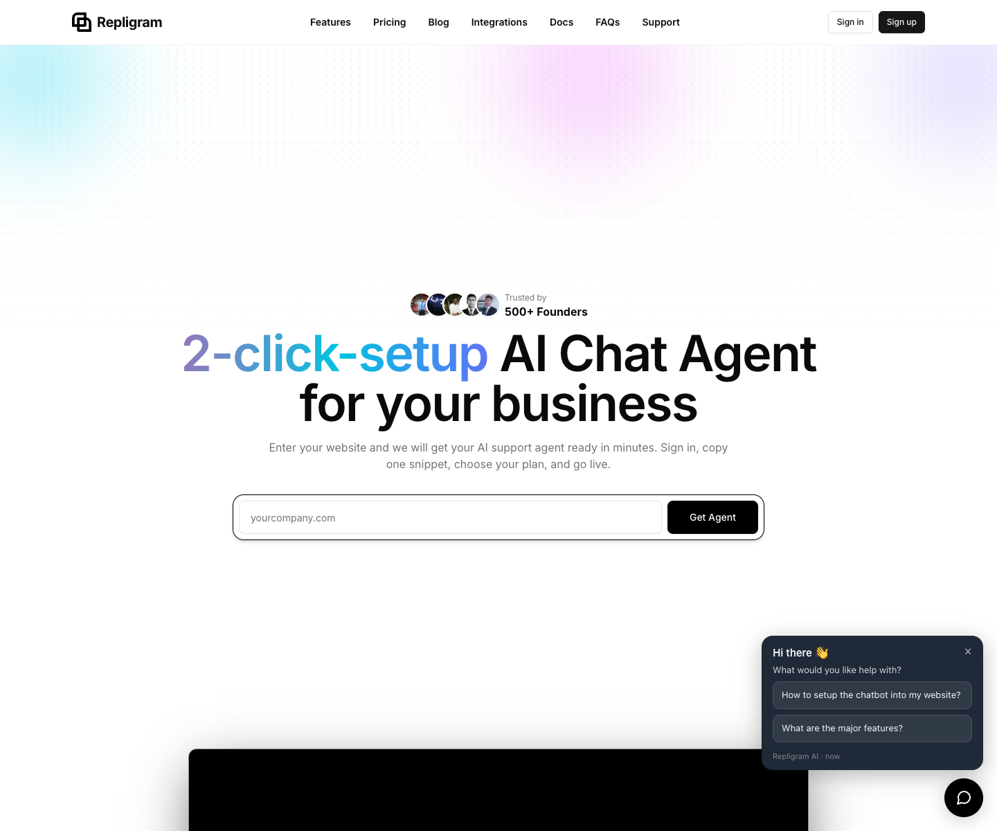 Repligram landing page screenshot