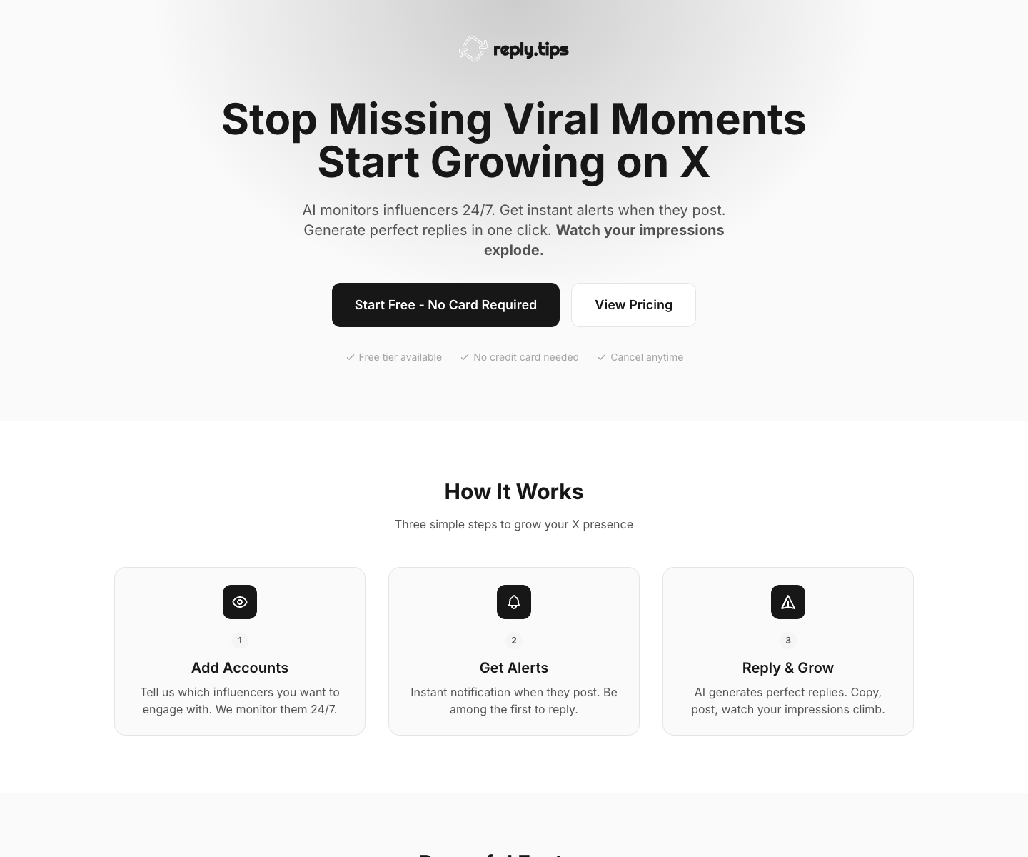 Reply.Tips landing page screenshot