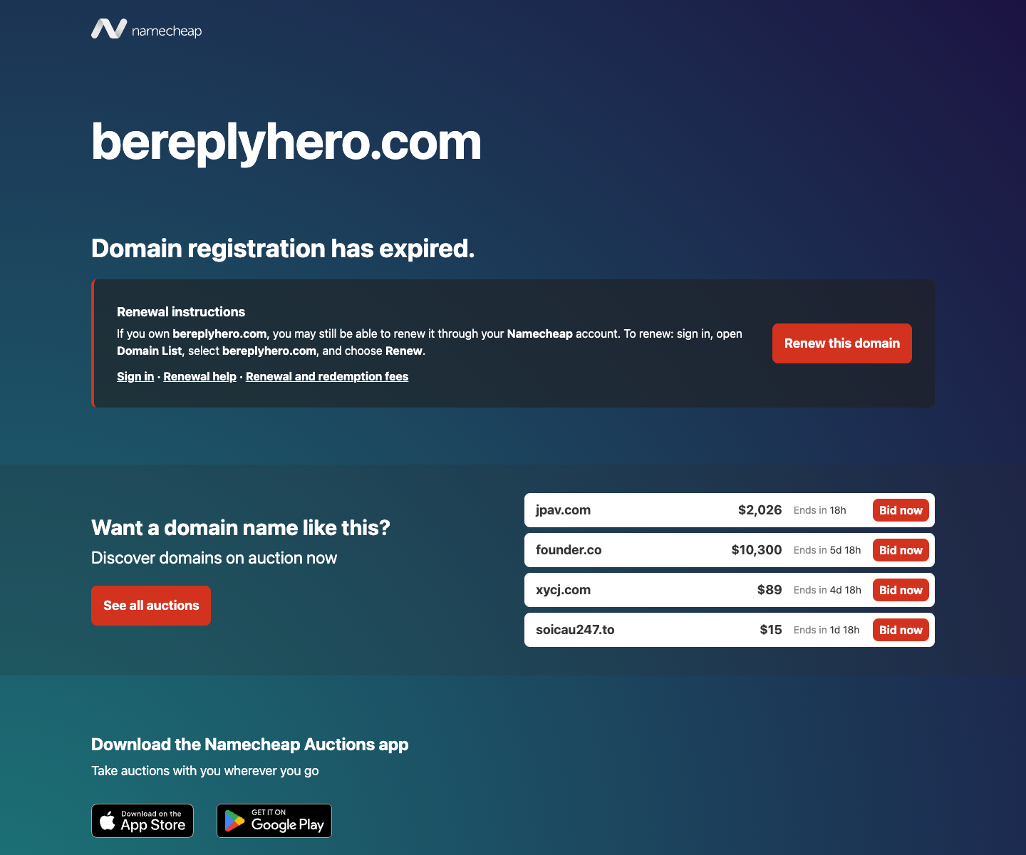 ReplyHero landing page screenshot
