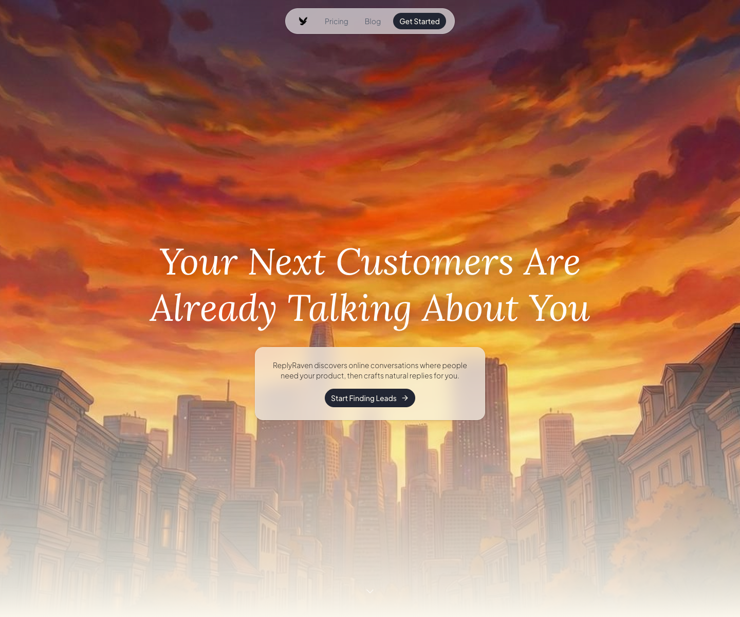 ReplyRaven landing page screenshot