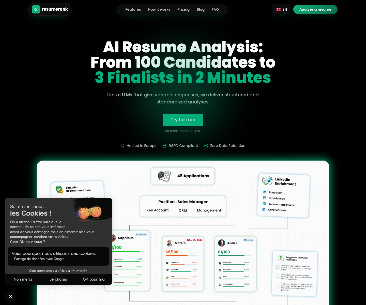 ResumeRank landing page screenshot