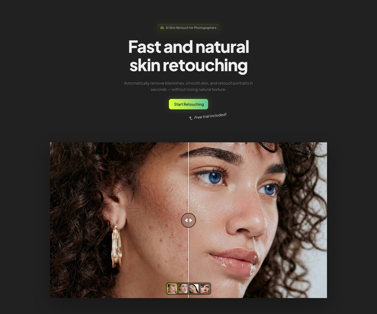 Retouch landing page screenshot