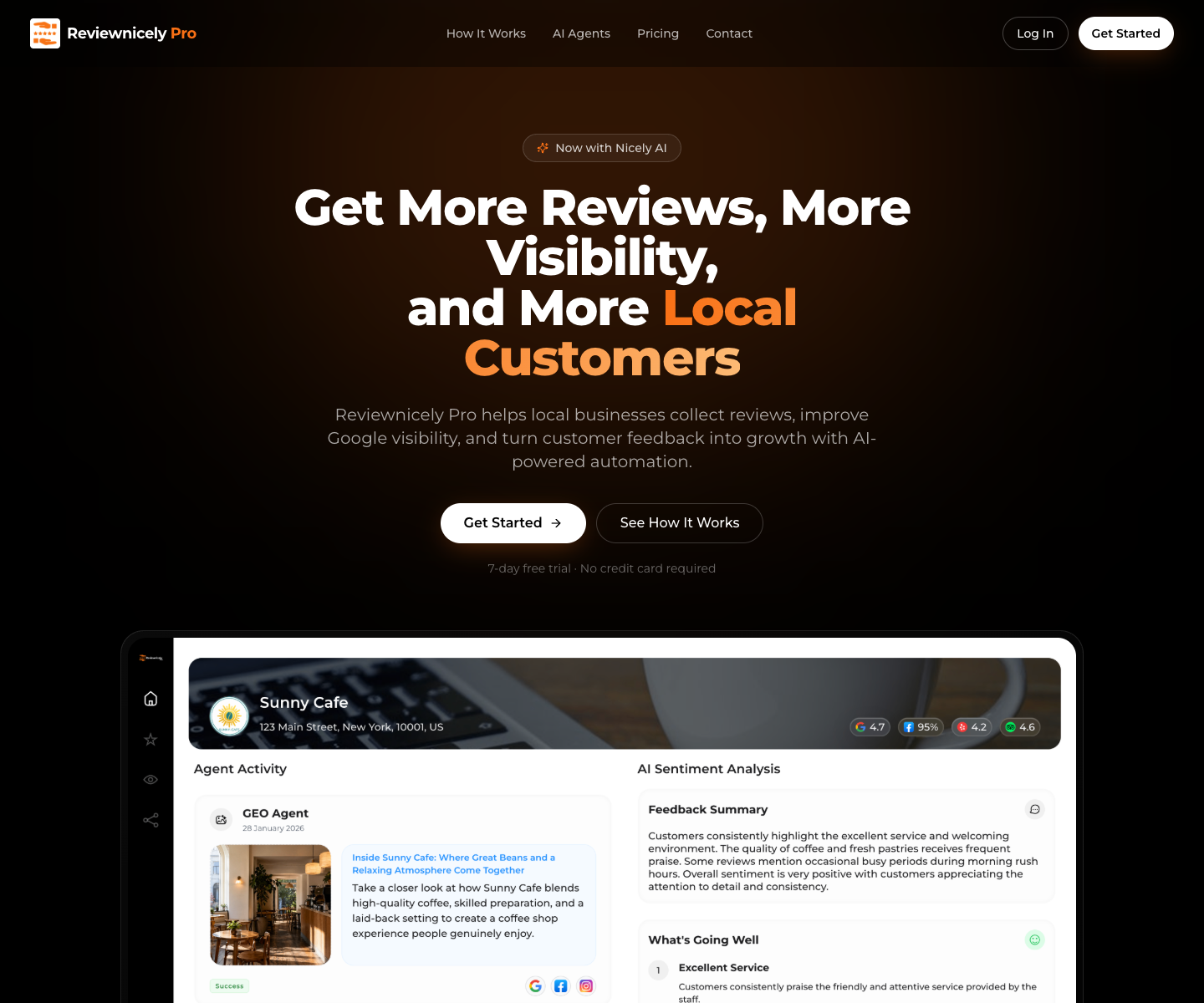 Reviewnicely landing page screenshot