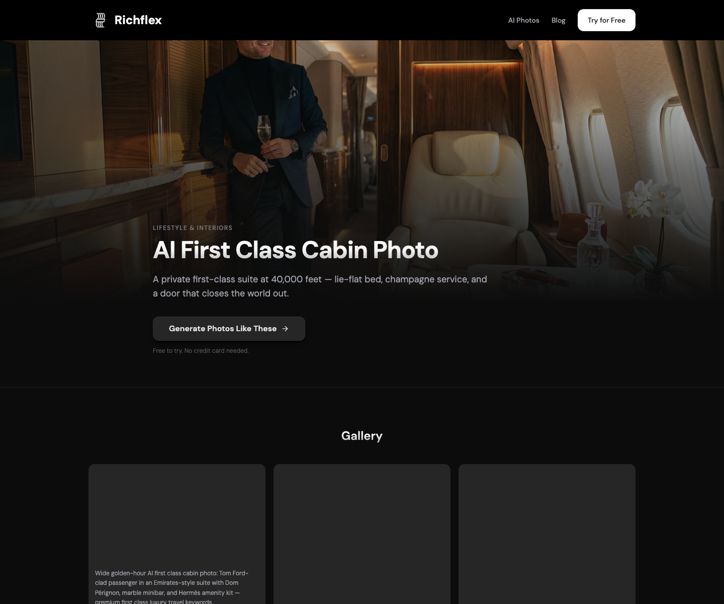 Richflex landing page screenshot