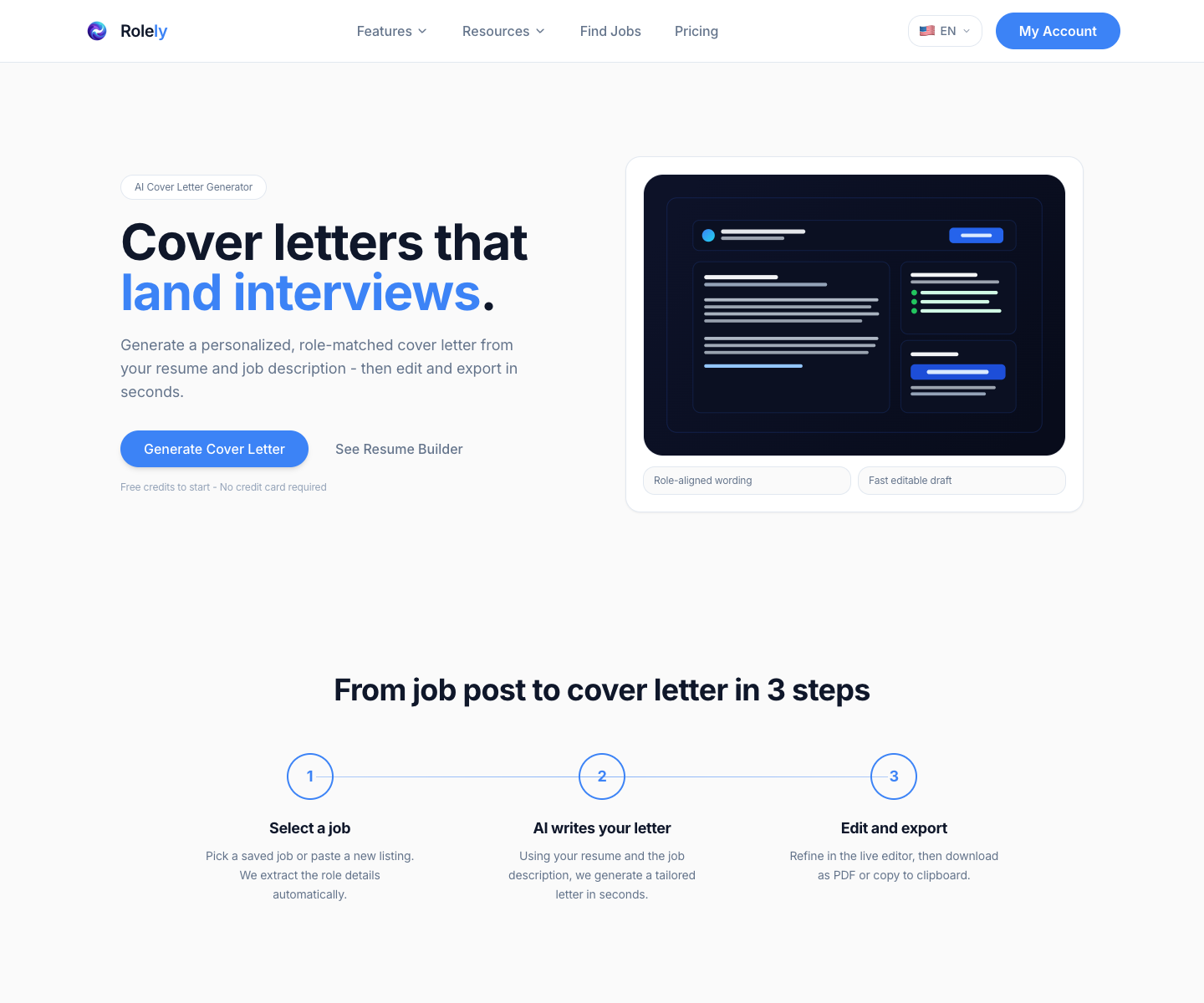 Rolely landing page screenshot