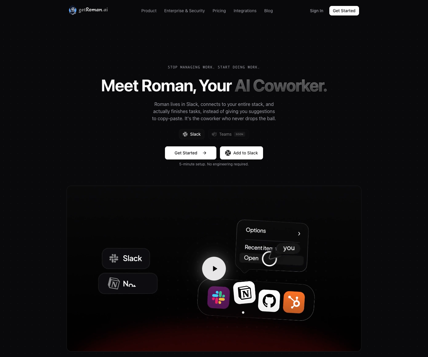 Roman AI landing page screenshot