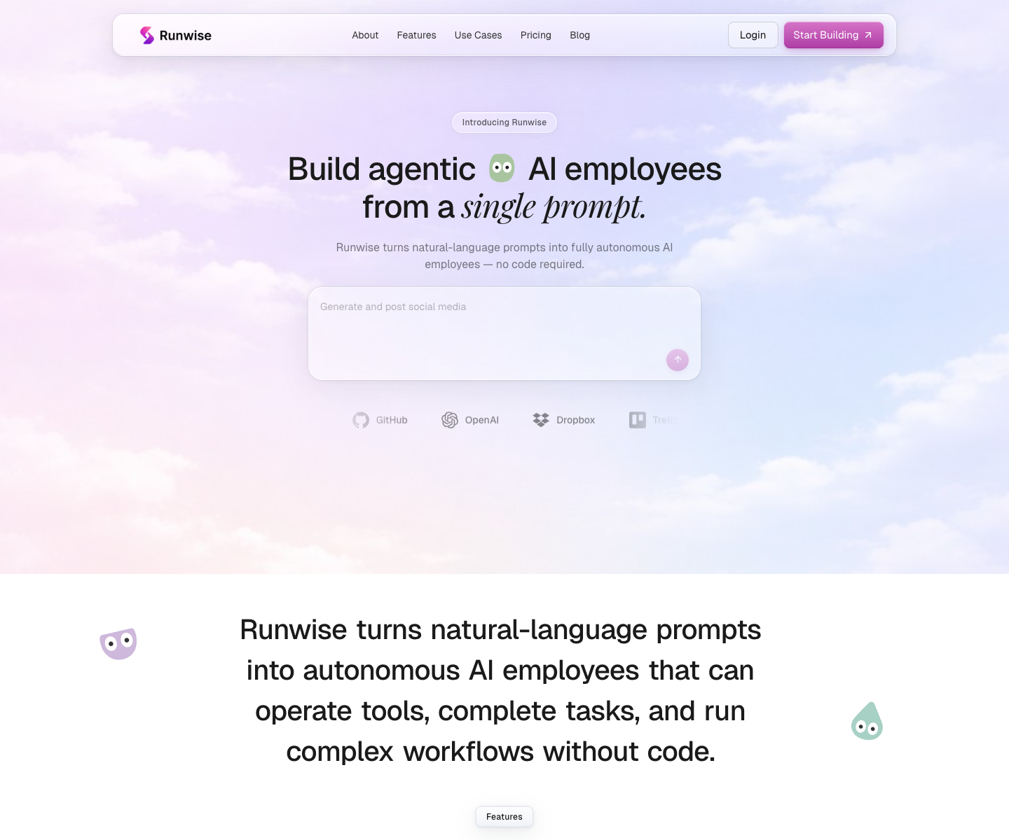 Runwise landing page screenshot