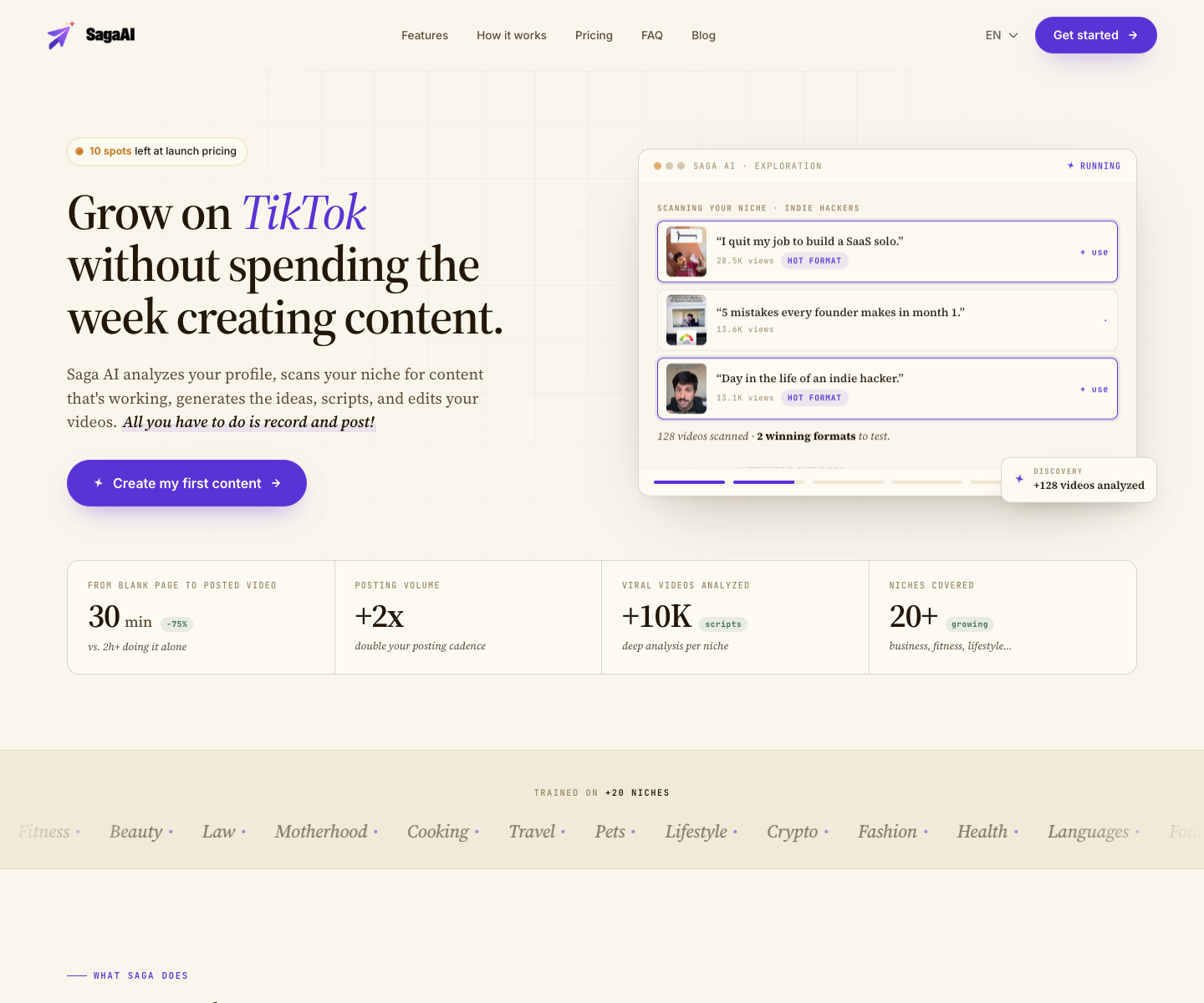 Saga AI landing page screenshot