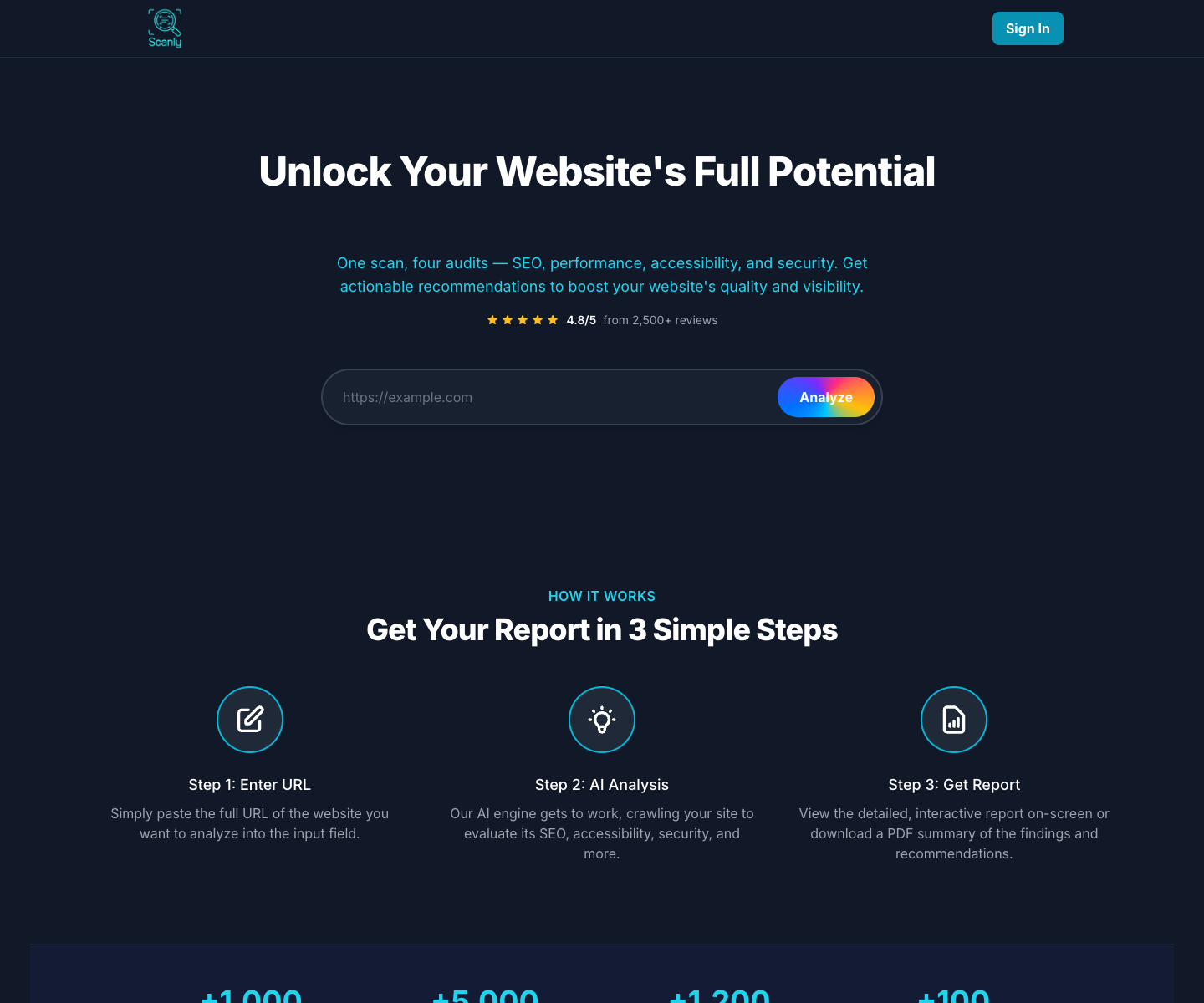 Scanly landing page screenshot